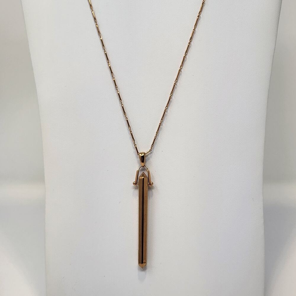 Stella and Dot Rose Gold Tone Obelisk Pendant Chain Necklace Layering Minimalist